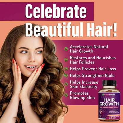 Hair Growth Vitamins for Women | Biotin 10,000mcg, Collagen, Patented OptiMSM®, goMCT®, Saw Palmetto | Naturally Regrow Stronger & Healthier Hair, Skin and Nails | Stops Hair Loss